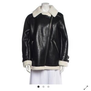 Jason Wu Biker Jacket Black and White Shearling Jacket